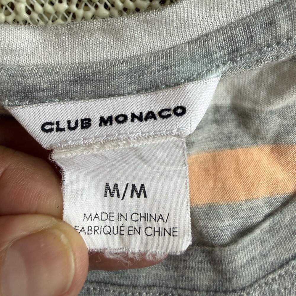 Club Monaco Women’s Striped Gray and Orange T-Shirt - Picture 2 of 7